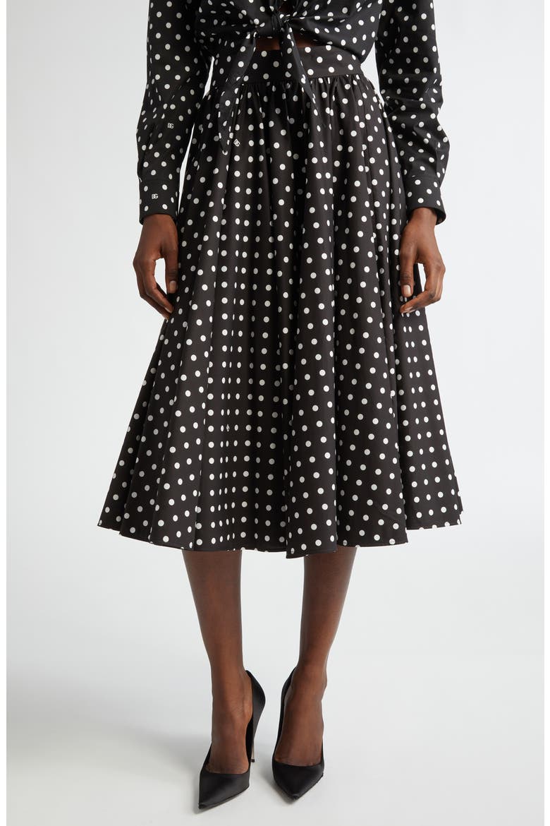 Polka Dot Cotton Circle Skirt, Main, color, HNZQW POIS PICC 0 8 F.NERO