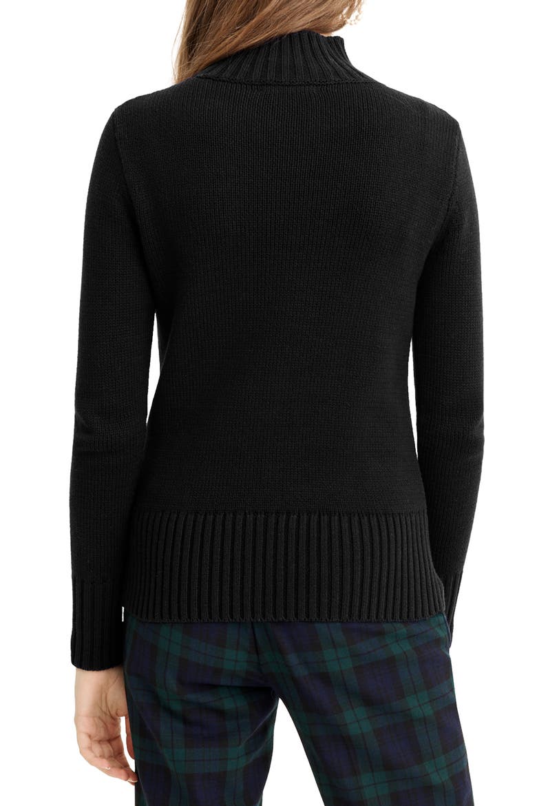 Mock Neck Center Cable Knit Sweater, Alternate, color, BLACK