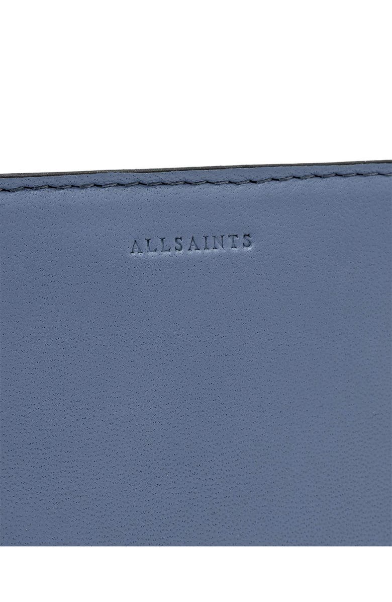 AllSaints Lena Hex Leather Zip Wallet, Alternate, color, Sea Blue