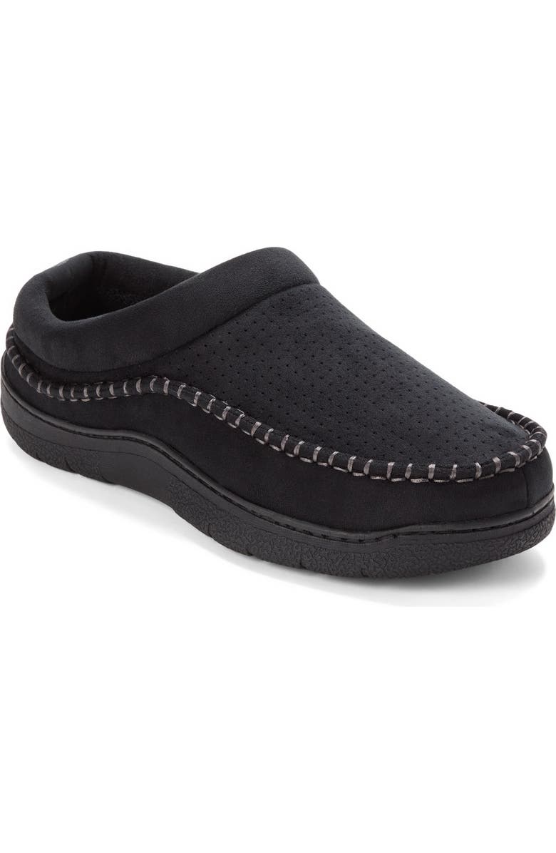 DEARFOAMS Thompson Moccasin Toe Clog Slipper, Main, color, Black Solid
