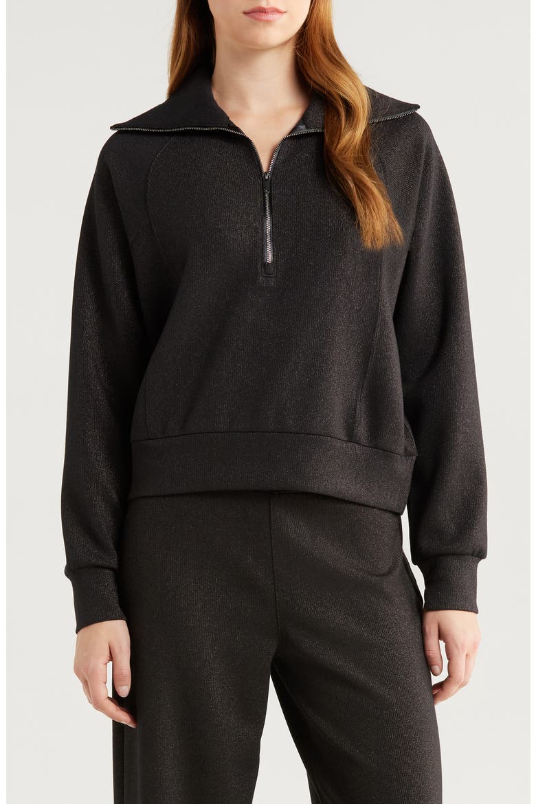 AirEssentials Shine Half Zip Sweatshirt, Main, color, VERY BLACK GUNMETAL