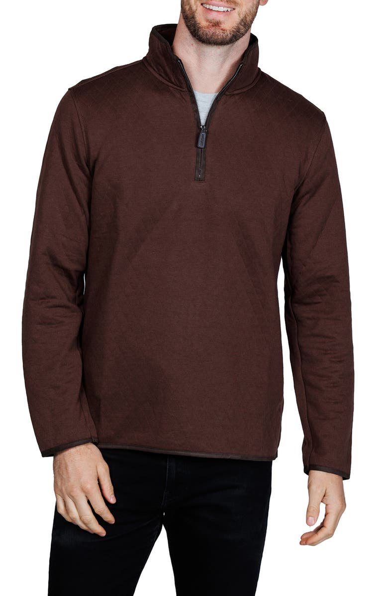 TailorByrd Quilted Quarter Zip Pullover, Main, color, Chocolate
