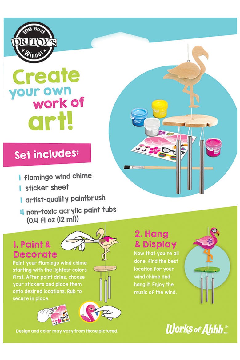 Flamingo Wind Chime Wood Craft Kit, Alternate, color, Multicolor
