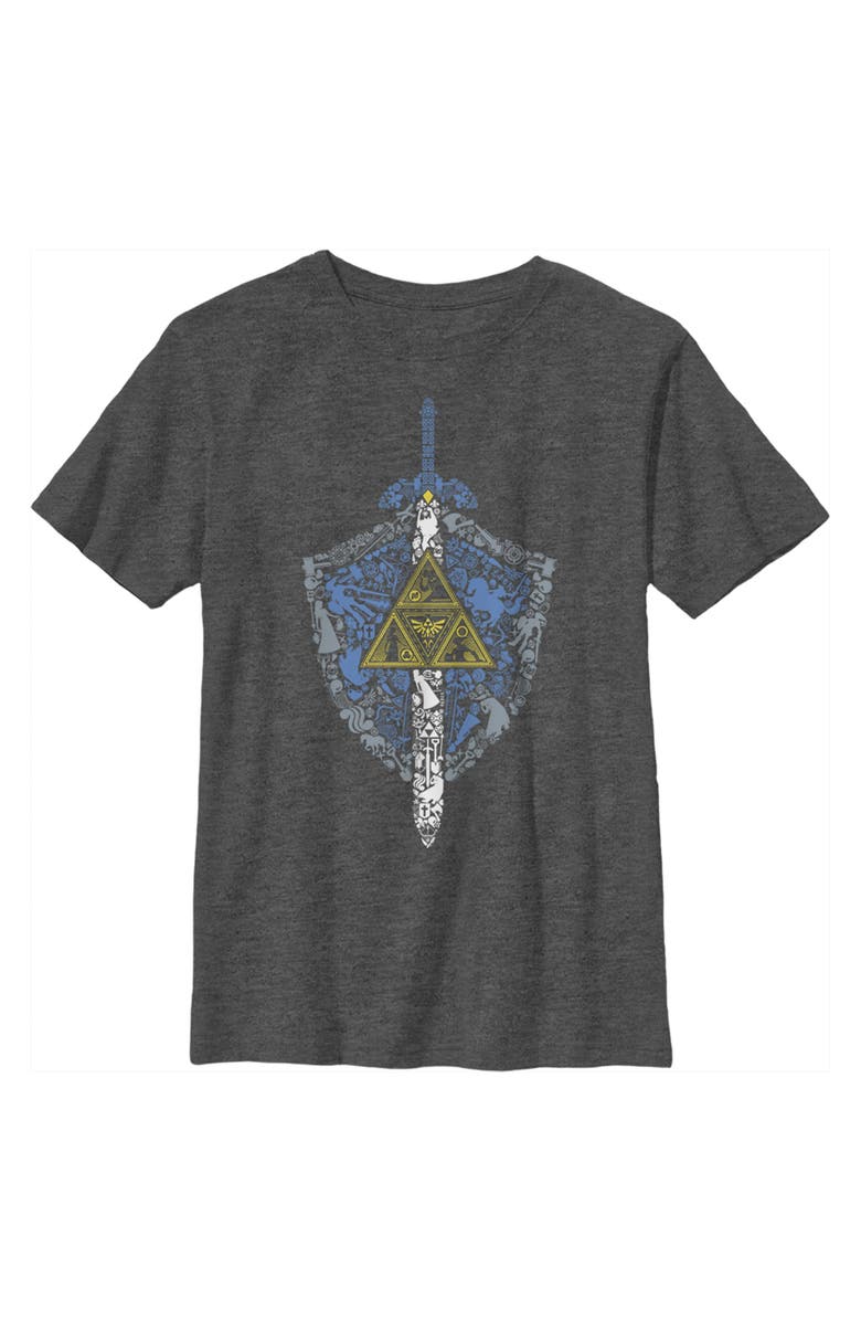 NINTENDO Boy's Nintendo Legend of Zelda Hidden Pattern Graphic T-Shirt, Main, color, Charcoal Heather
