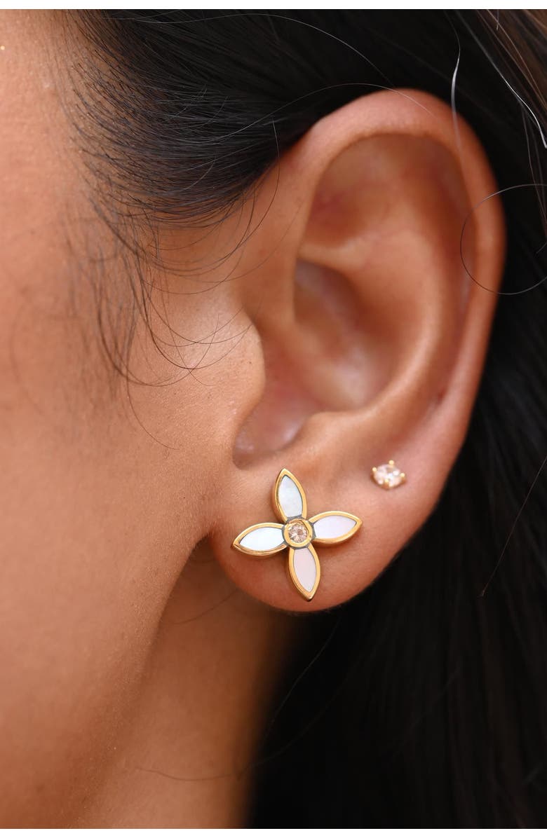 Murkani Floral Stud, Alternate, color, Yellow Gold