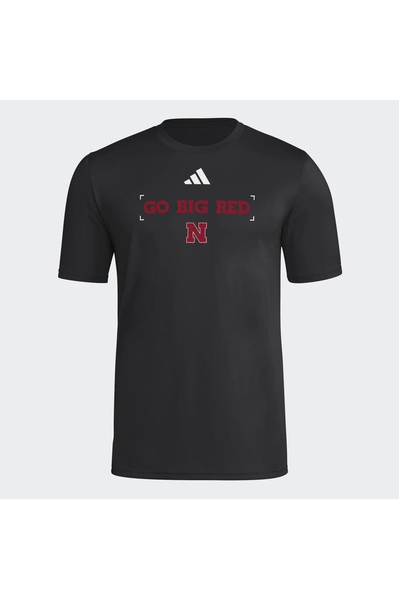 Men's adidas  Black Nebraska Huskers Locker Slogan Football Pre-Game T-Shirt, Main, color, Black