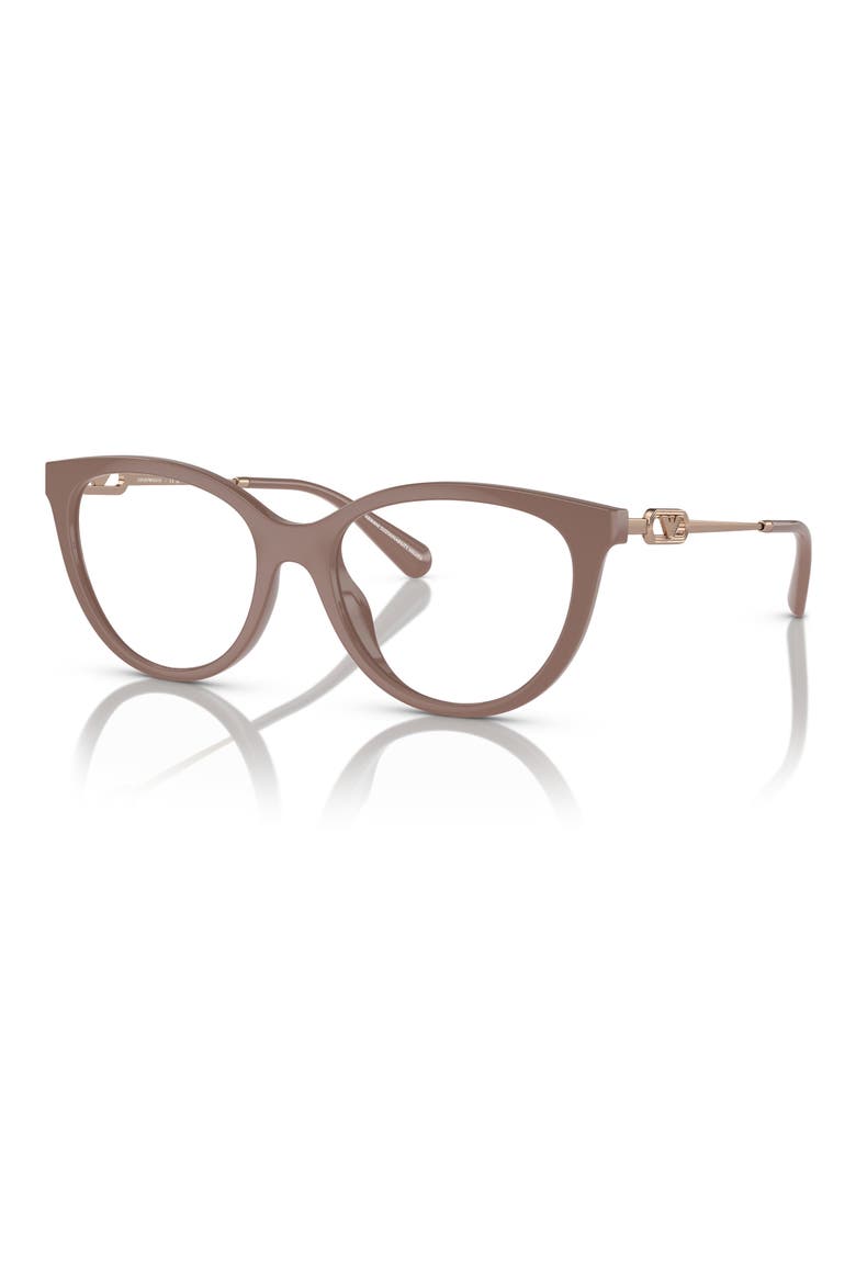 53mm Cat Eye Optical Glasses, Alternate, color, SHINY HAVANA / CLEAR