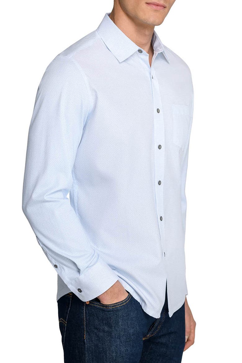 Slim Fit Abstract Squiggle Reworked Button-Up Shirt, Alternate, color, WHITE/ BLUE