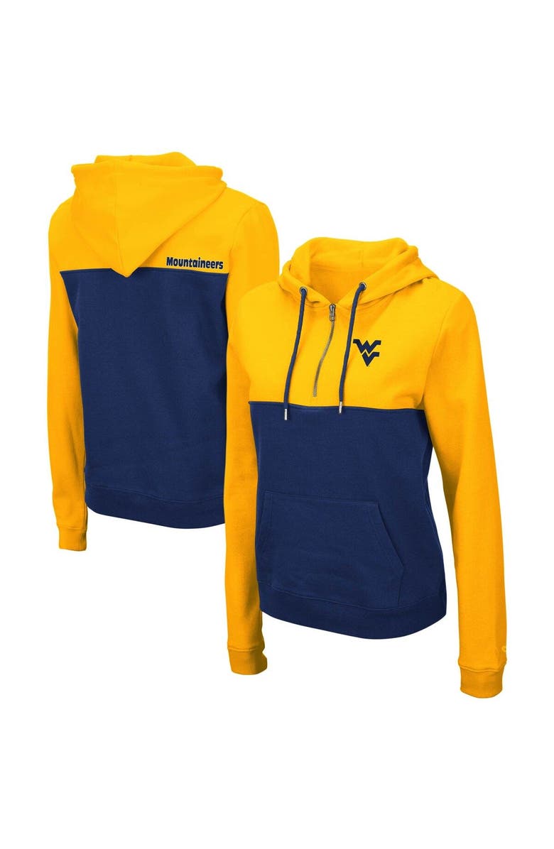 COLOSSEUM Women's Colosseum Gold/Navy West Virginia Mountaineers Aidan Lightweight Half-Zip Hoodie, Main, color, Gold