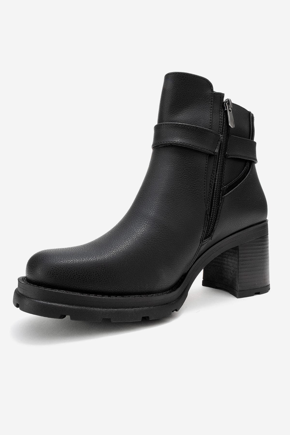 Prologue Shoes Heile Buckle Block Heel Boot, Alternate, color, Black