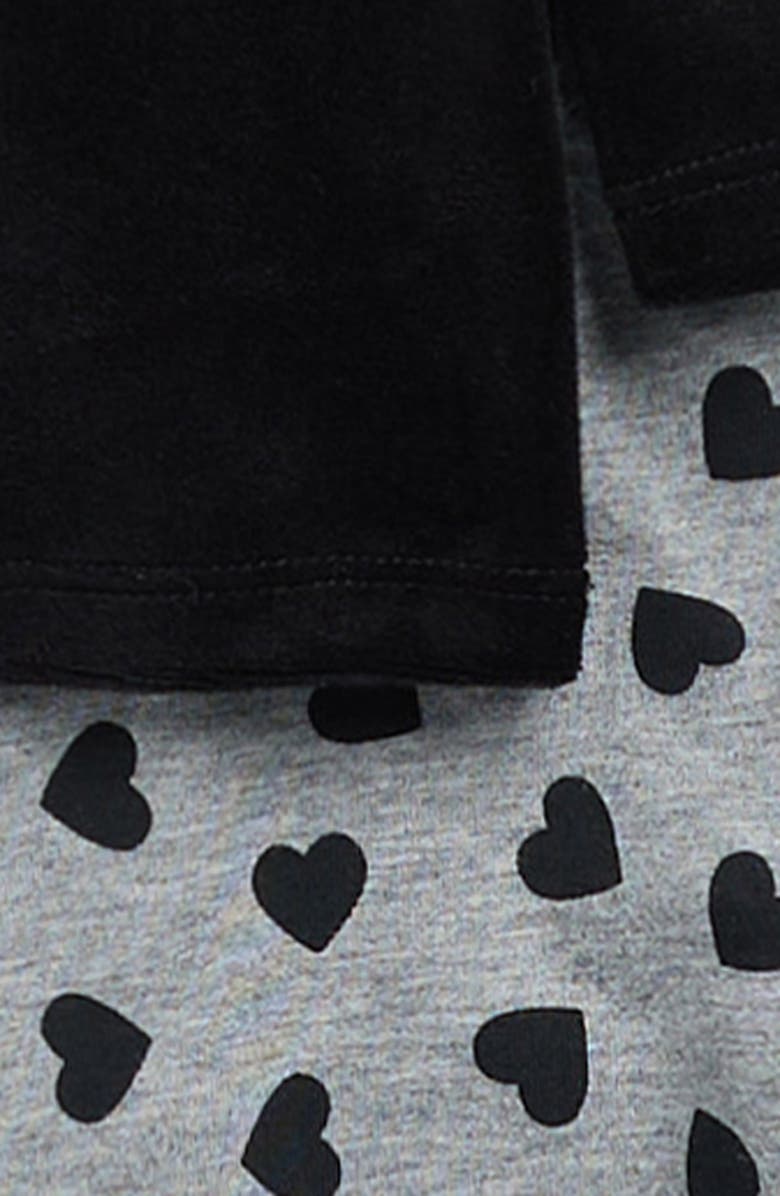 Splendid Velvet Top & Heart Print Leggings Set, Alternate, color, Black
