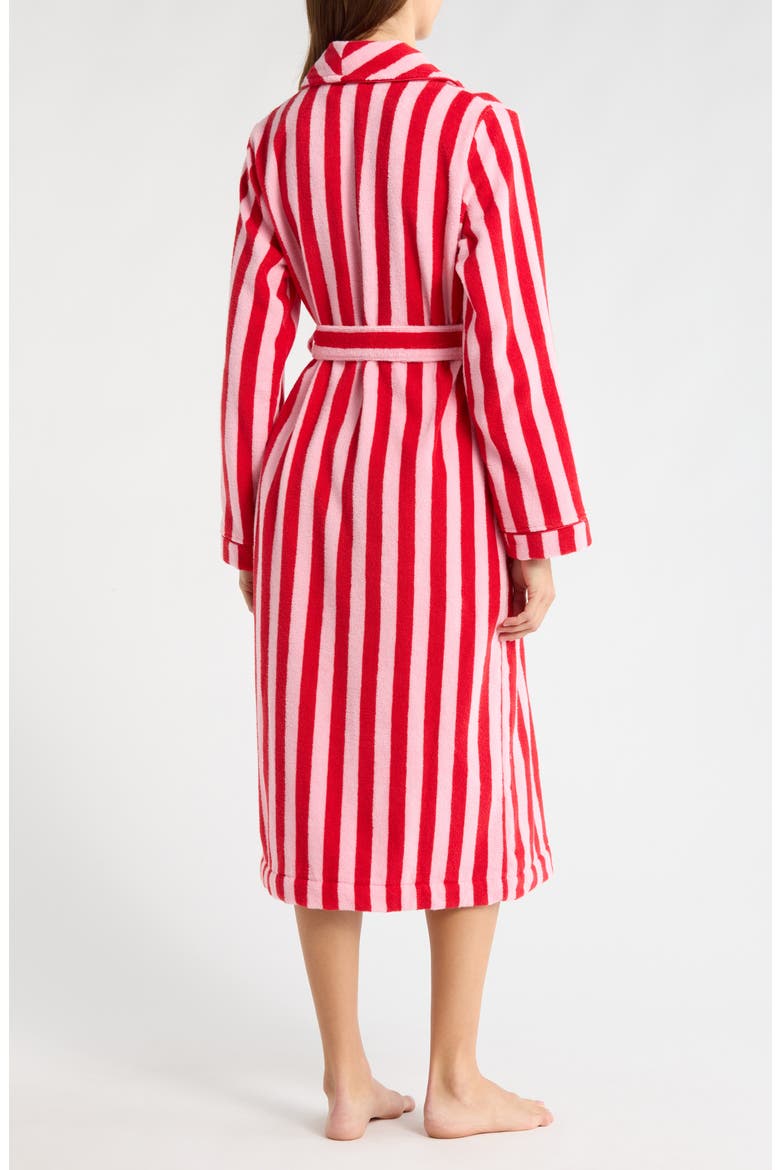 Hydro Cotton Terry Robe, Alternate, color, PINK- RED GOJI BRI STRIPE