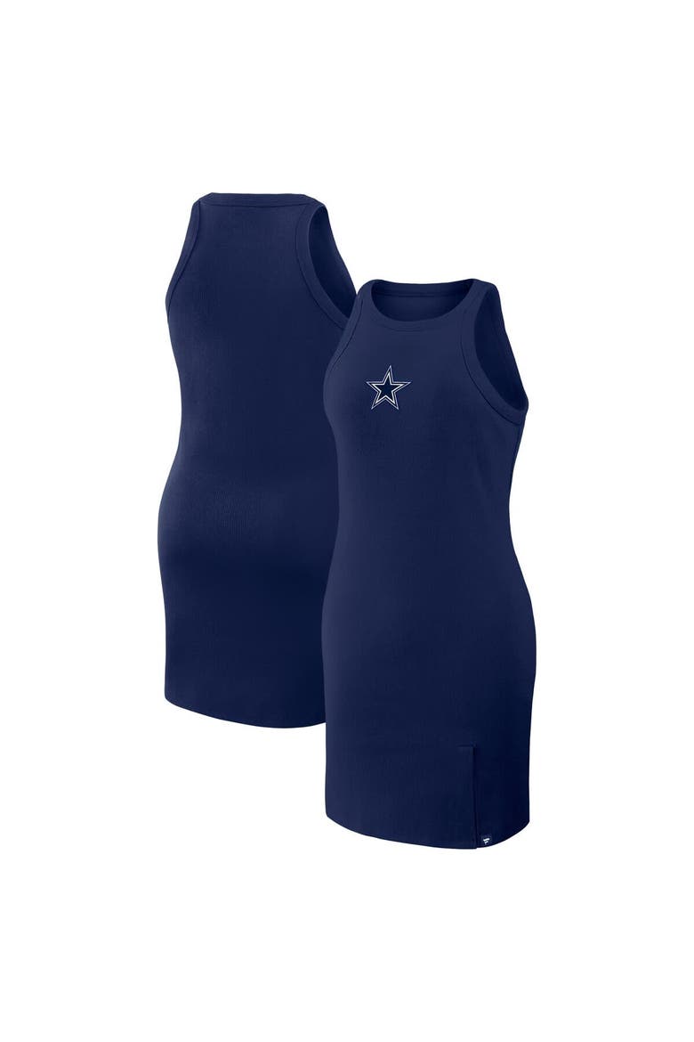 Women's Fanatics Navy Dallas Cowboys Push Beyond Tri-Blend Ribbed Sleeveless Dress, Main, color, Navy