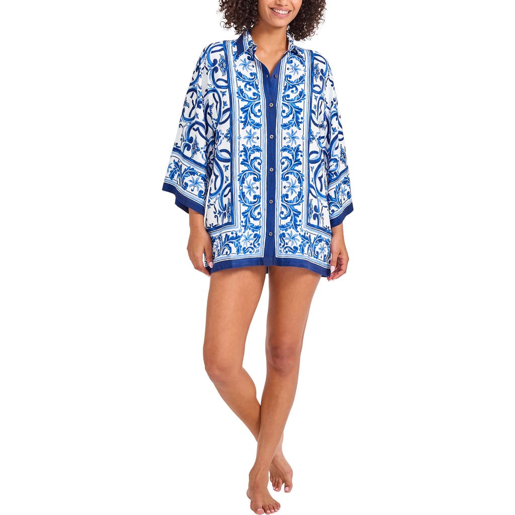 Tommy Bahama Terrazzo Tile Cover-up Tunic In Palace Blue