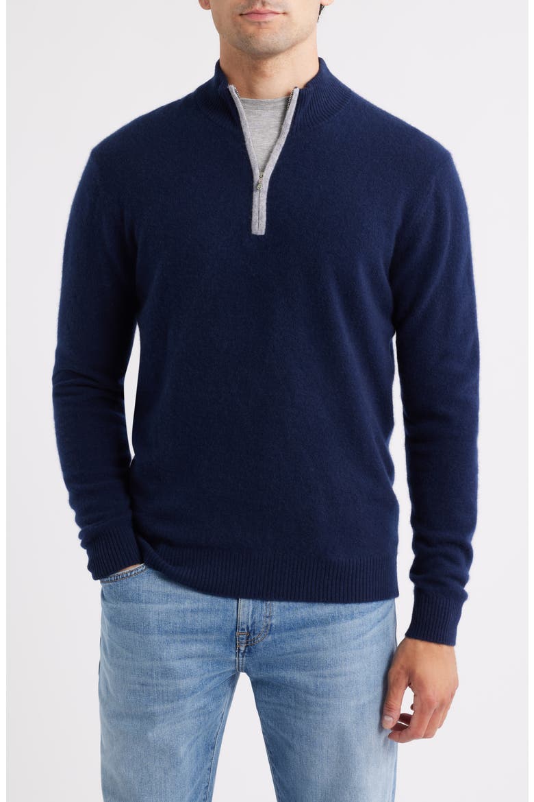 Niccolo Cashmere Quarter Zip Sweater, Main, color, NAVY
