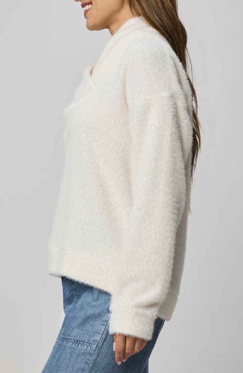 Splendid Rowan Fuzzy Cowl Neck Sweater In White