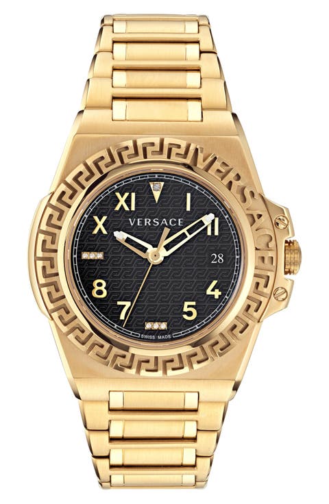 Greca Reaction Diamond Bracelet Watch, 44mm