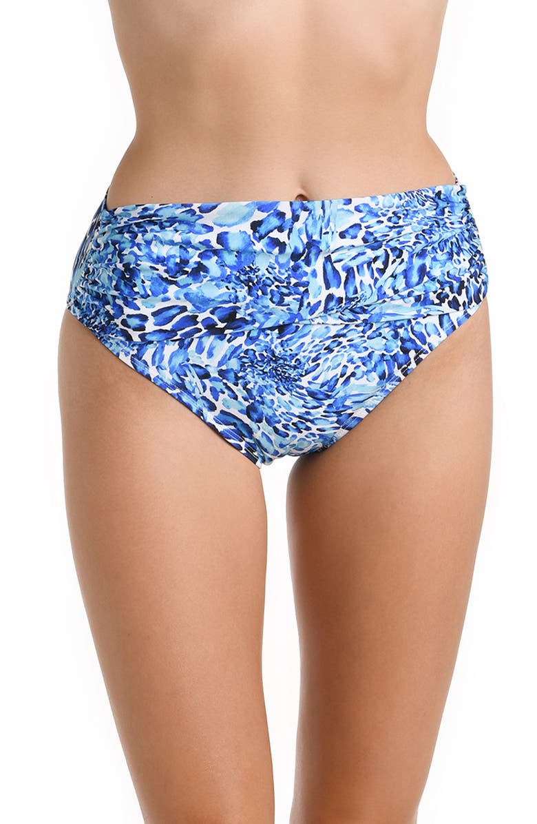 La Blanca Cheetah Mid-Waist Overlap Sash Band Bikini Bottoms, Alternate, color, 