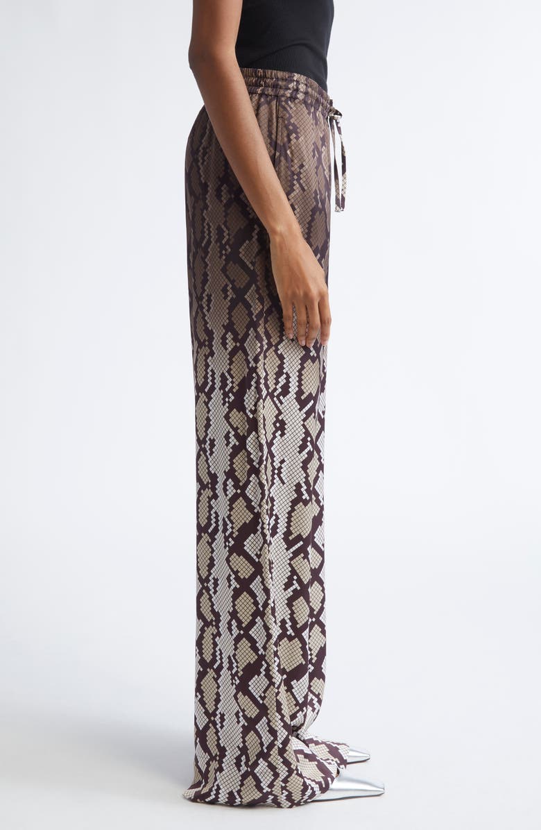 Stella McCartney Snakeskin Print Satin Pajama Trousers, Alternate, color, Natural