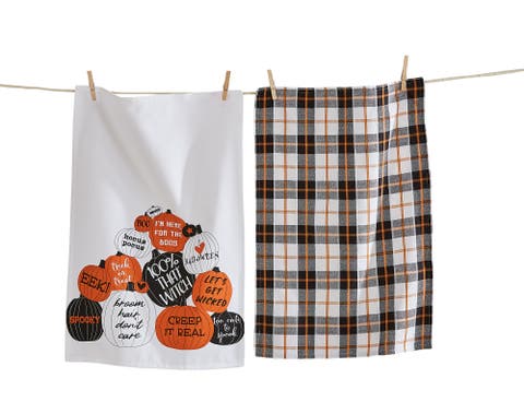 Halloween Trick or Treat Dishtowel Set of 2 Multicolor