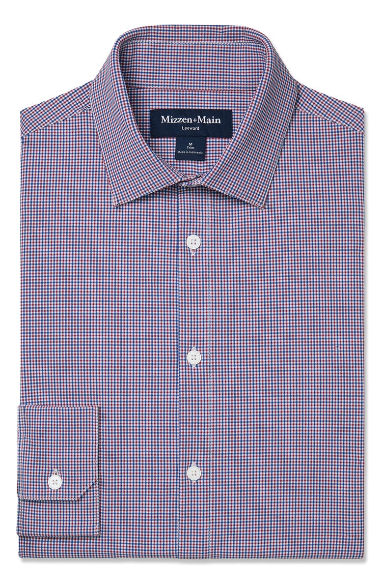 Mizzen+Main Leeward Trim Fit Microcheck Performance Button-Up Shirt, Alternate, color, Mulberry Sam Plaid