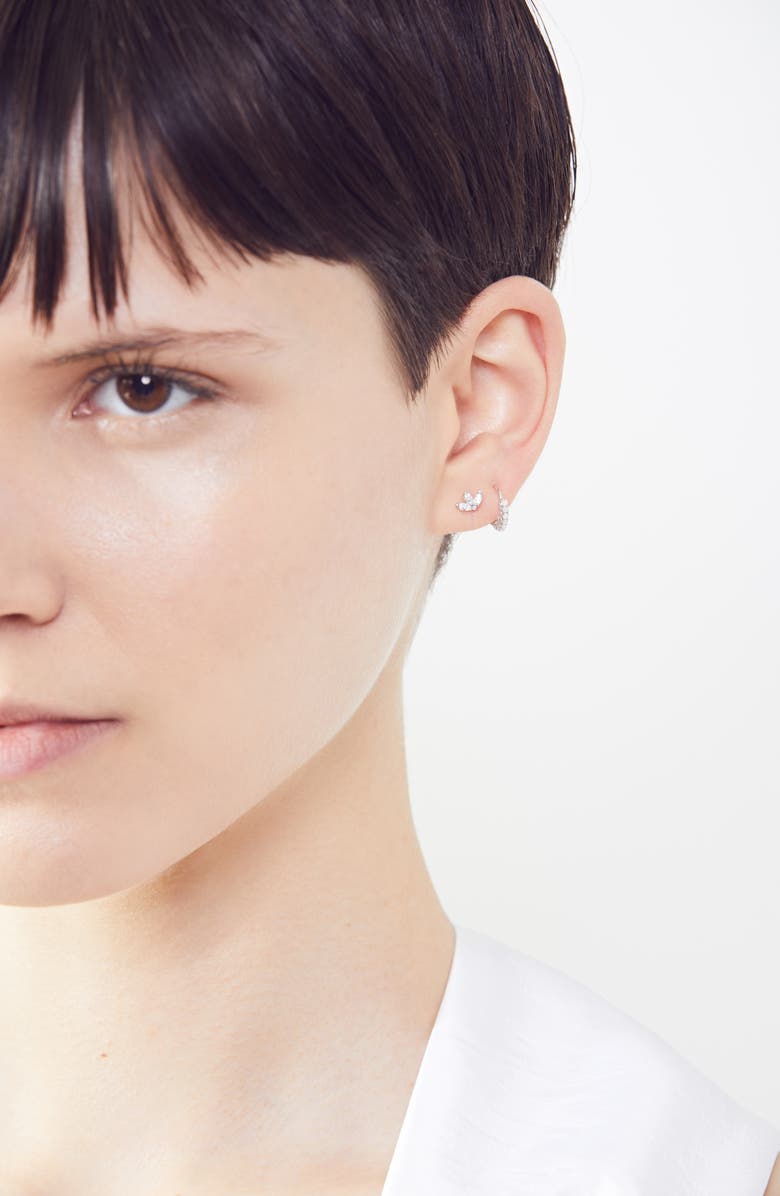 MARIA TASH Engraved Diamond Lotus Stud Earring, Alternate, color,