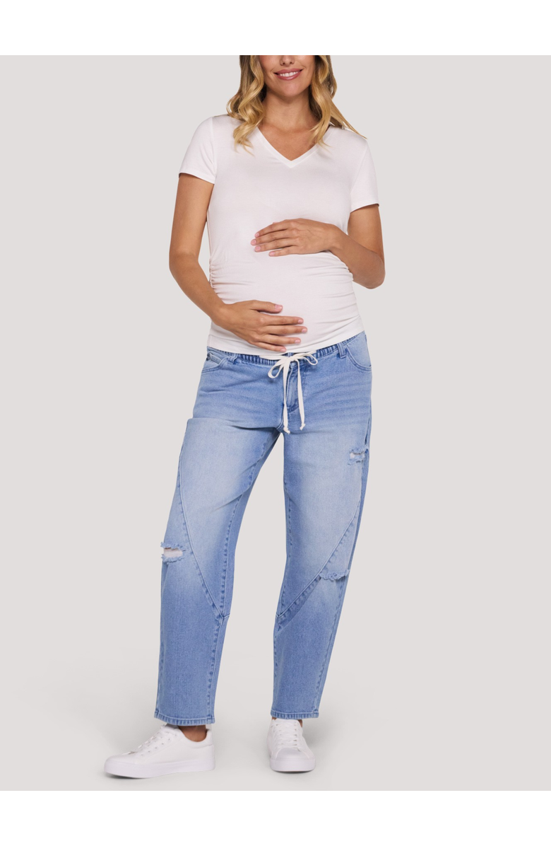 MOTHERHOOD MATERNITY Drawstring Pull On Barrel Jean, Alternate, color, Moni Wash