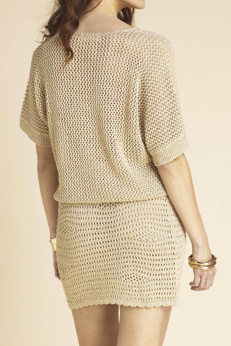 Leo Crochet Cover-Up Loose Top, Alternate, color, Gold