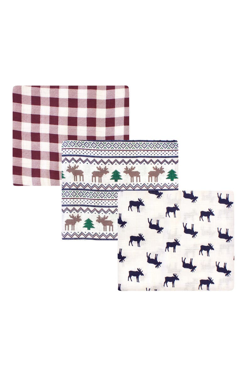 Little Treasure Soft Cotton Muslin Infant Wraps, Main, color, Moose Sweater