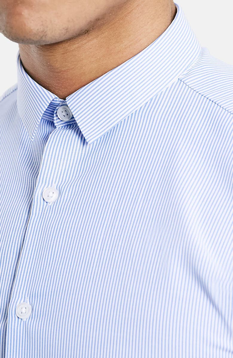 Topman Slim Fit Blue Stripe Shirt, Alternate, color,