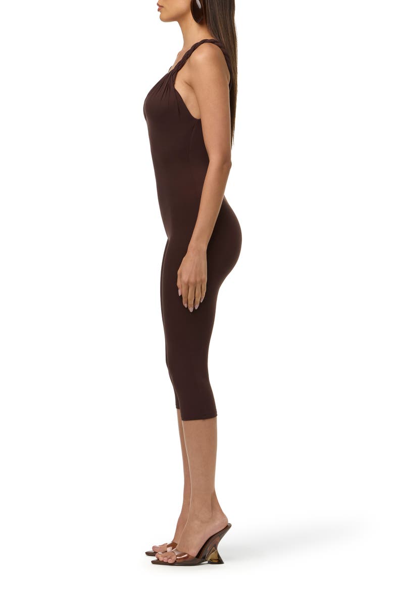Deep Plunge Capri Jumpsuit, Alternate, color, DARK CHOCOLATE