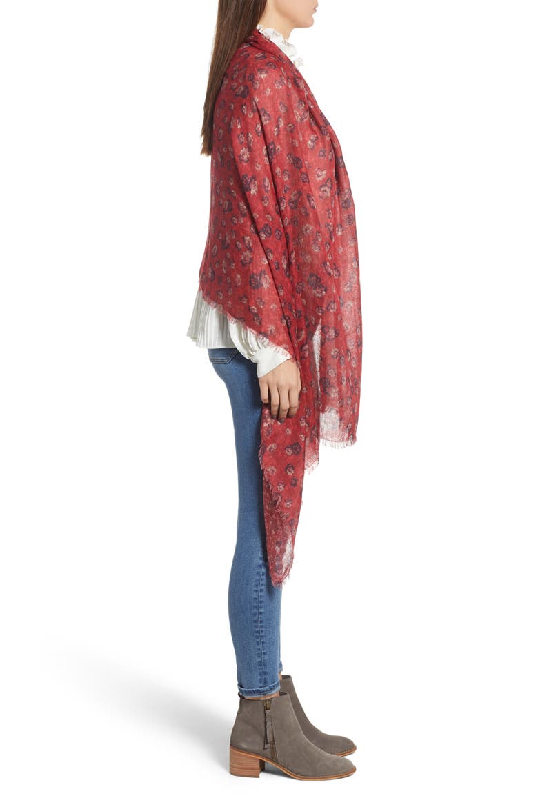 Print Wrap, Alternate, color, RED FLORAL FAN