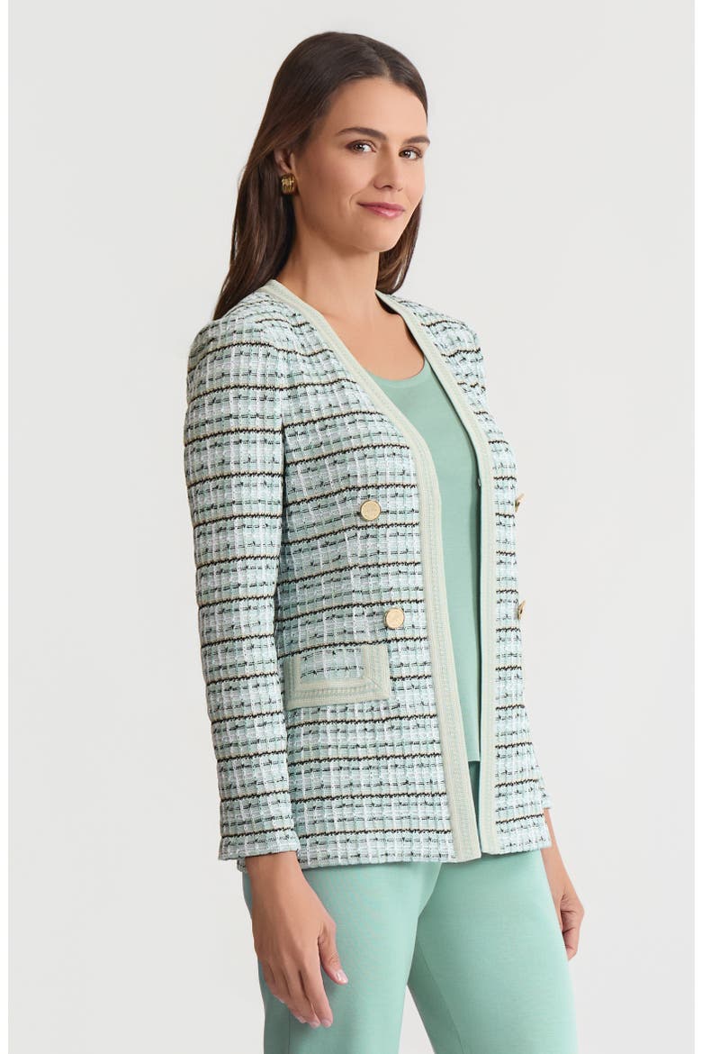 Tailored Plaid Textured Knit Jacket, Alternate, color, Fresh Mint/Mystic Green