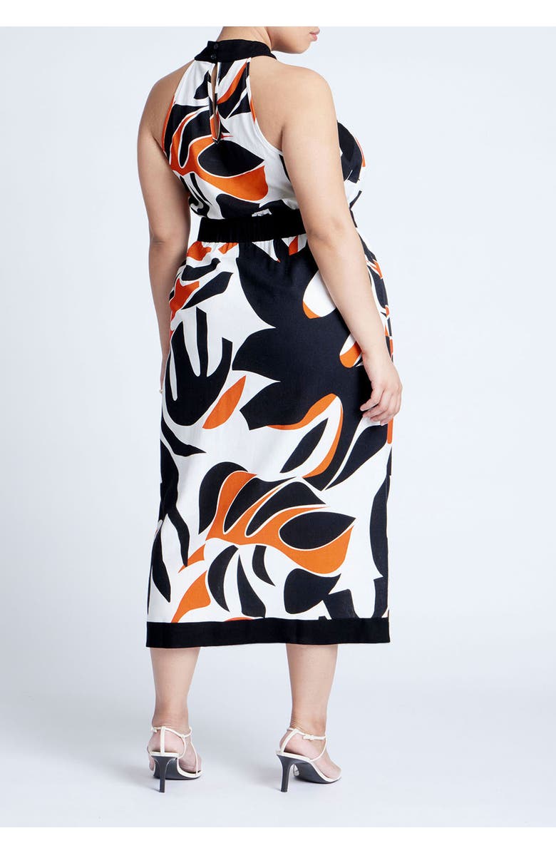 ELOQUII Halter Neck Printed Maxi Dress, Alternate, color, Oversized Tiger Fauna