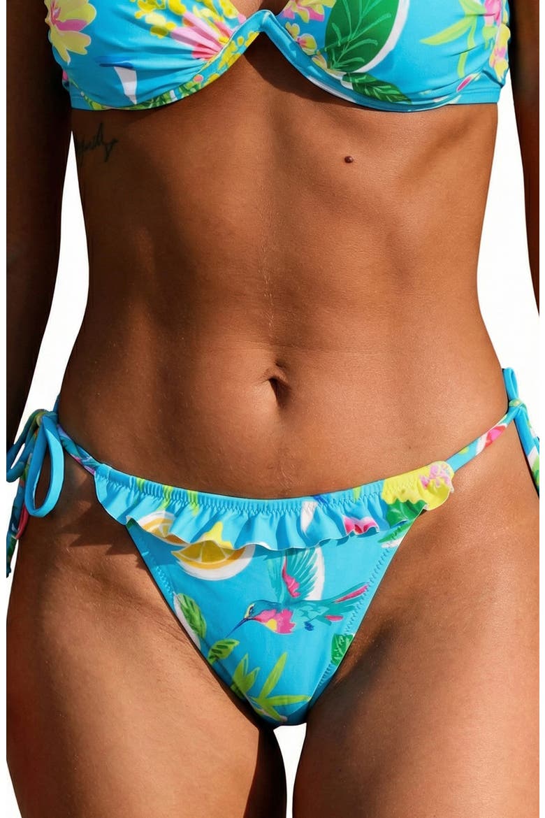 Side Tie Ruffle Bikini Bottoms, Alternate, color, LIGHT BLUE