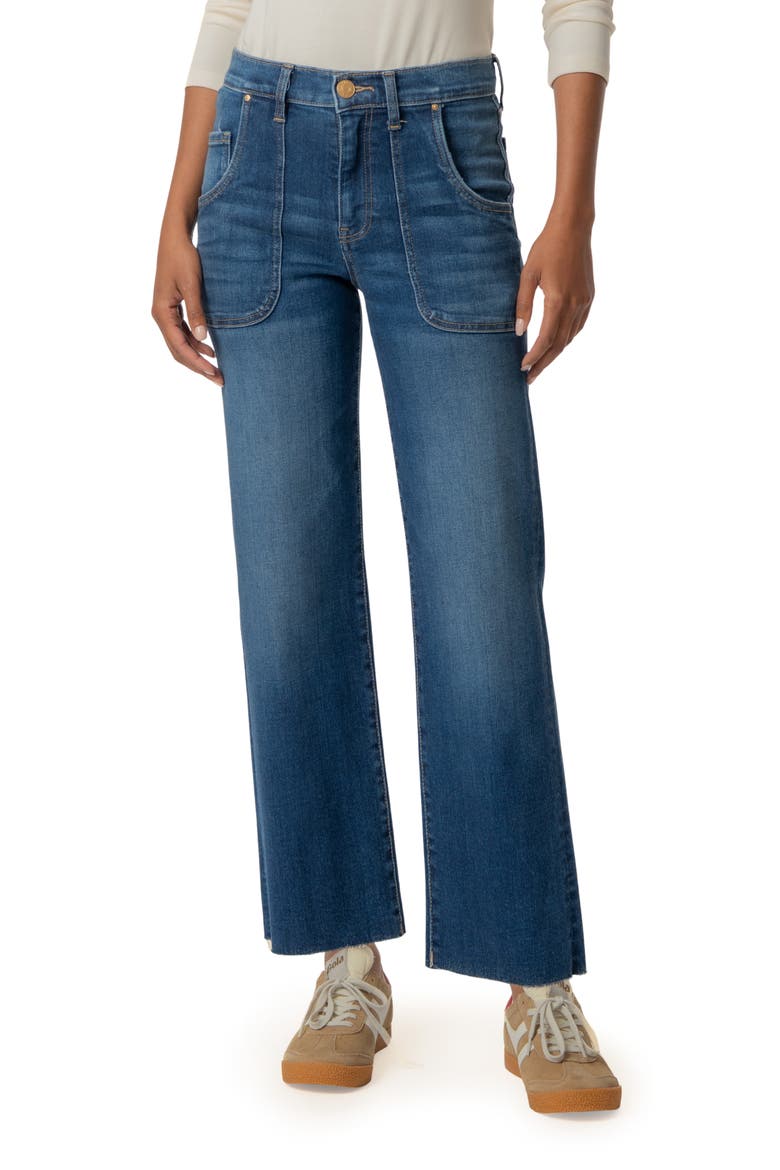 Avery Raw Hem High Waist Straight Leg Jeans, Main, color, FORTUNE