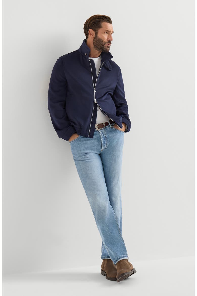 Lightweight denim traditional fit five-pocket trousers, Alternate, color, Light Denim