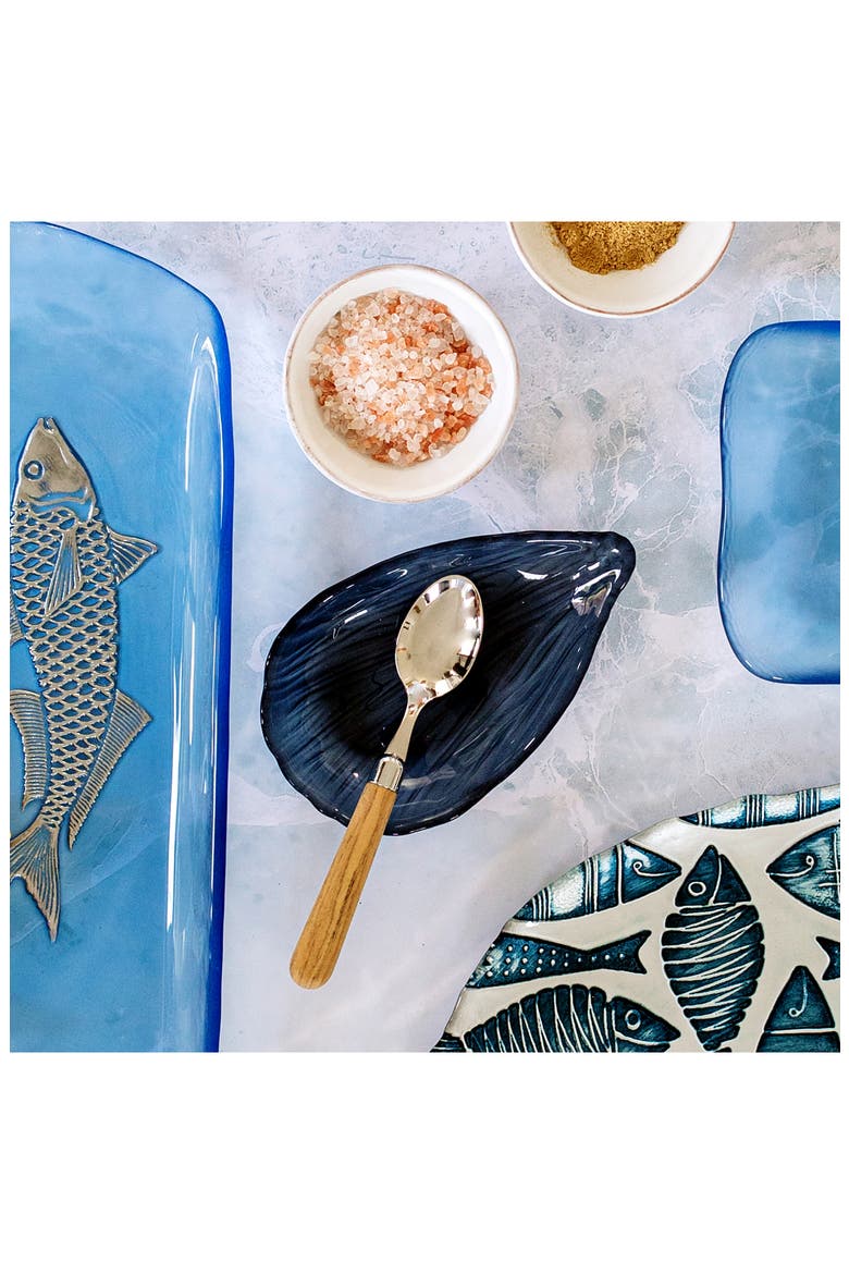 Isola Glass Clam Shell Small Plate, Alternate, color, BLUE