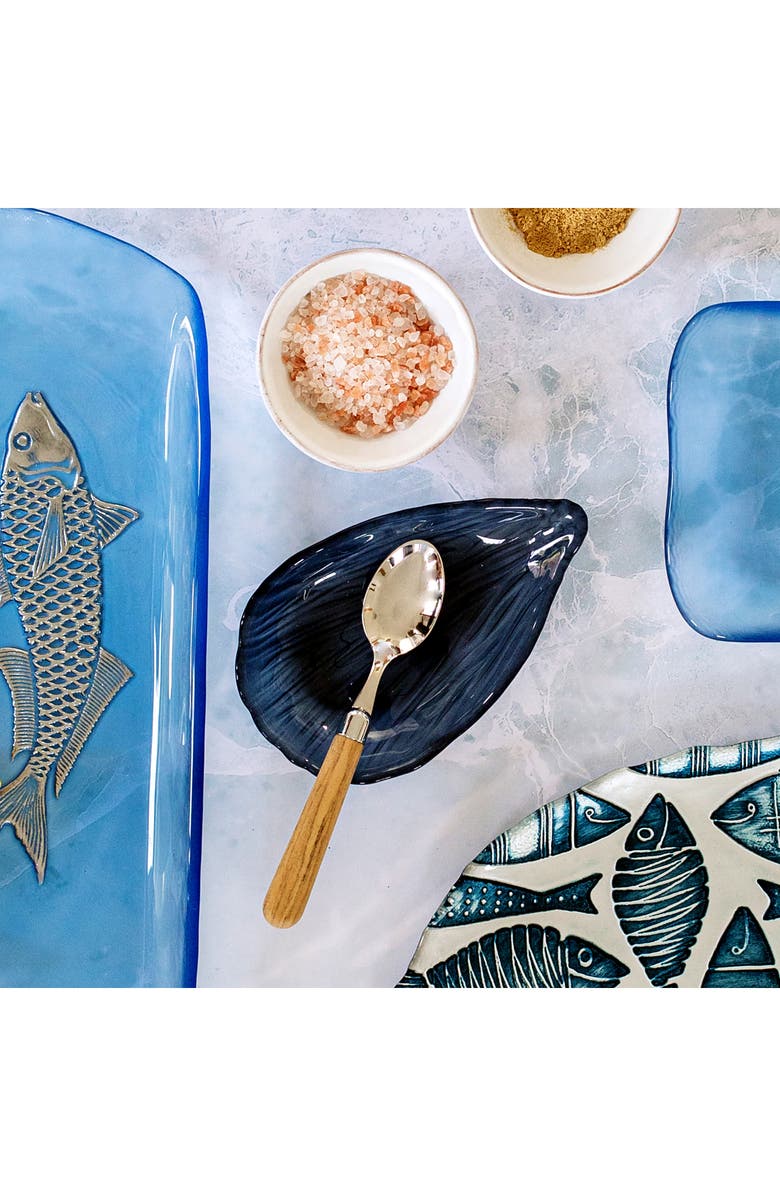 VIETRI Isola Glass Clam Shell Small Plate, Alternate, color, Blue