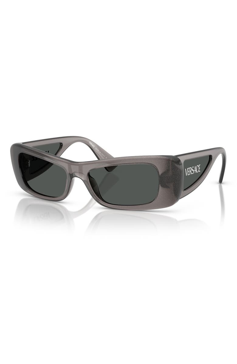 Versace 54mm Pillow Sunglasses, Alternate, color, Grey Glitter Transparent
