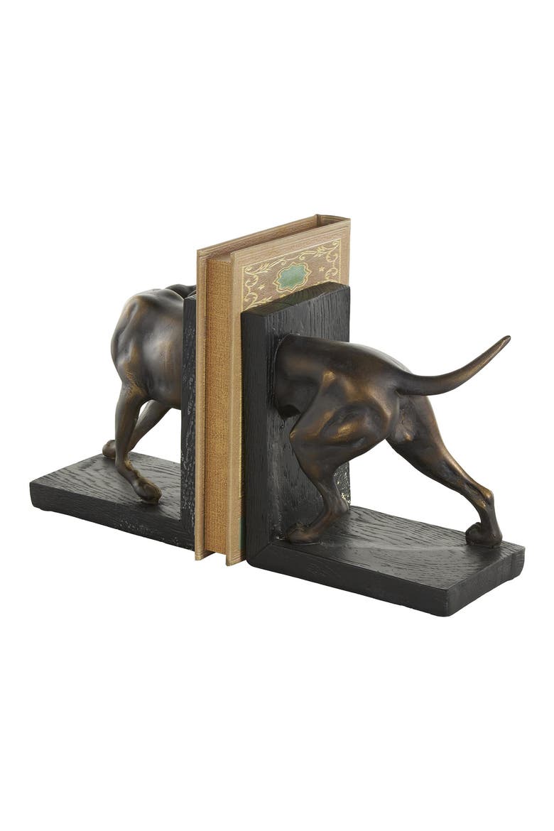 Greyhound Set of 2 Polystone Bookends, Alternate, color, BLACK