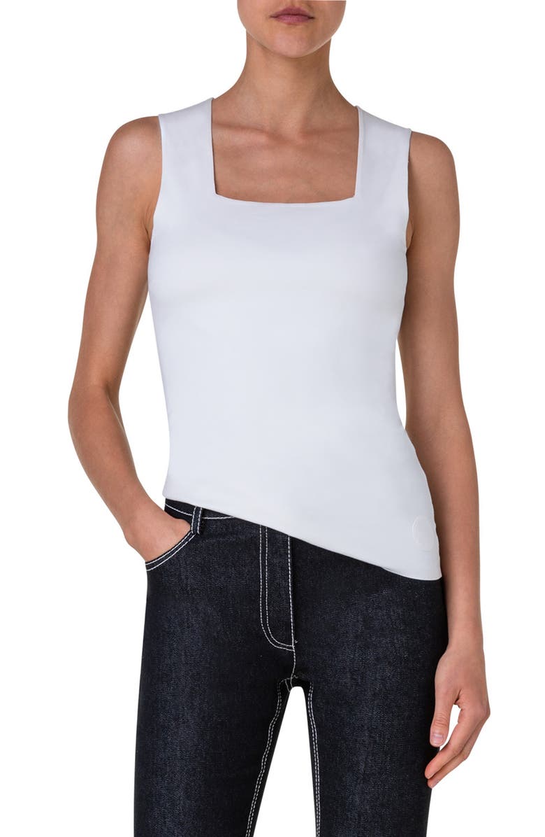 Akris punto Square Neck Sleeveless Knit Top, Main, color, 