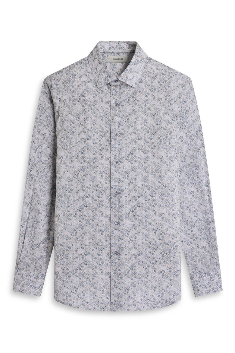 Julian Shaped Fit Medallion Print Stretch Cotton Button-Up Shirt, Alternate, color, SHARK
