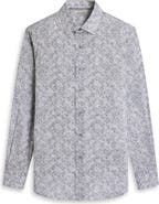 Bugatchi Julian Shaped Fit Medallion Print Stretch Cotton Button-Up Shirt