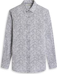 Bugatchi Julian Shaped Fit Medallion Print Stretch Cotton Button-Up Shirt