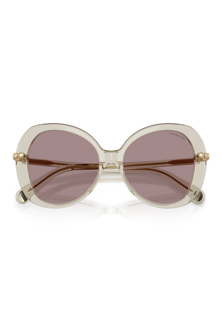 55mm Butterfly Sunglasses, Alternate, color, TRANSPARENT BEIGE / VIOLET