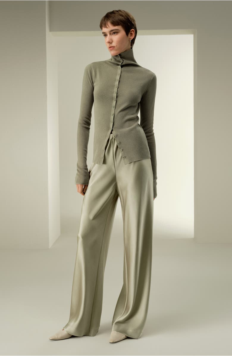 Lilysilk Women's Straight-Leg Silk Satin Pants, Alternate, color, Artichoke