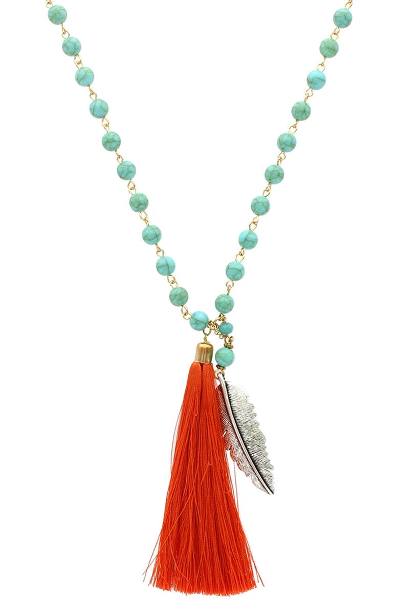 OLIVIA WELLES Elonna Tassel Drop Necklace, Main, color, Multi Blue/ Green Red