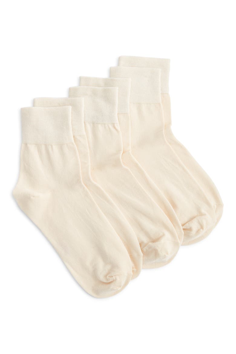 3-Pack Finely Knit Cotton Blend Trouser Socks, Main, color, CREAM