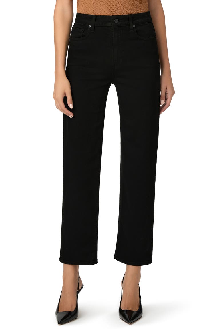 Stevie High Waist Ankle Straight Leg Jeans, Main, color, BLACK SHADOW